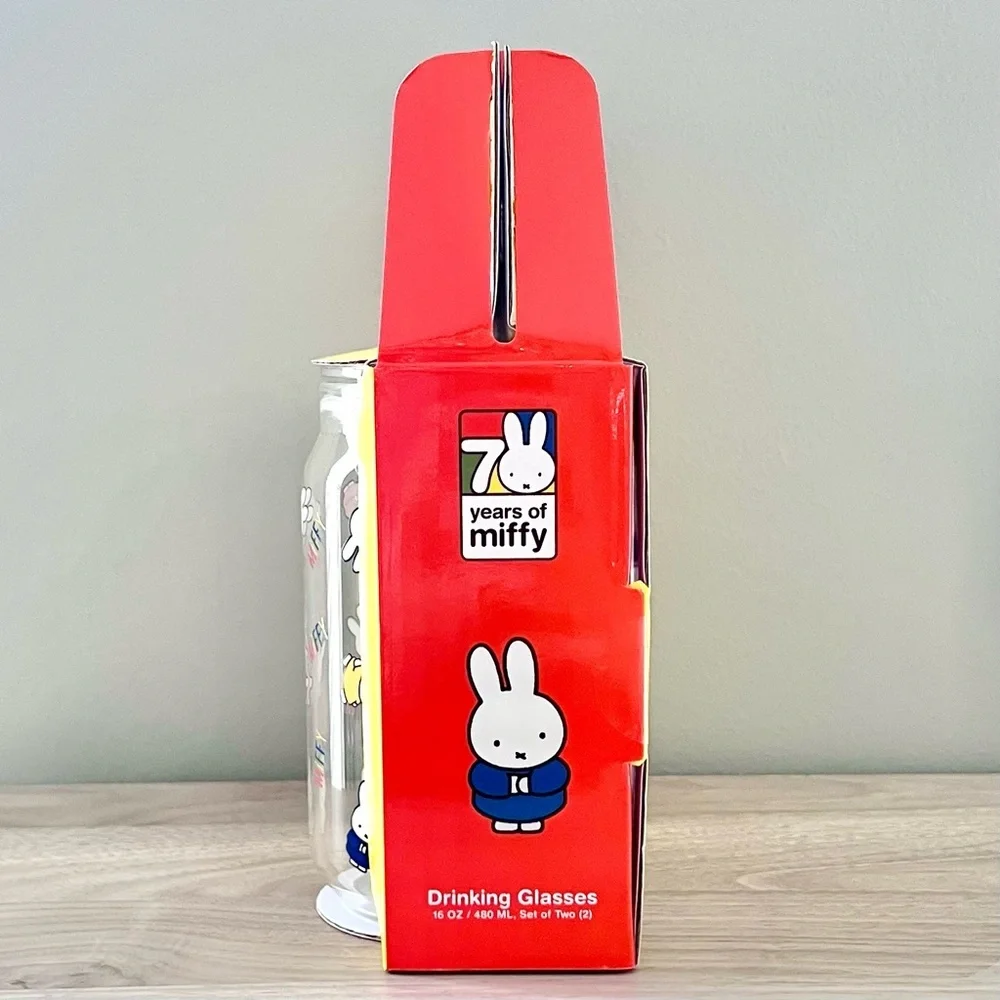 Miffy Drinking Glass Set with Glass Straw | 16oz